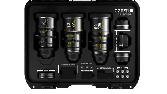 DZOFILM DZO-7220001B/2B/4B-Kit Pictor Zoom 3個レンズキット 12-25mm/20-55mm/50-125mm T2.8 ブラック(ケース付き)