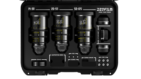 DZOFILM DZO-7220001B/2B/3B-Kit Pictor Zoom 3個レンズキット 14-30/20-55/50-125 T2.8 ブラック(ケース付き)