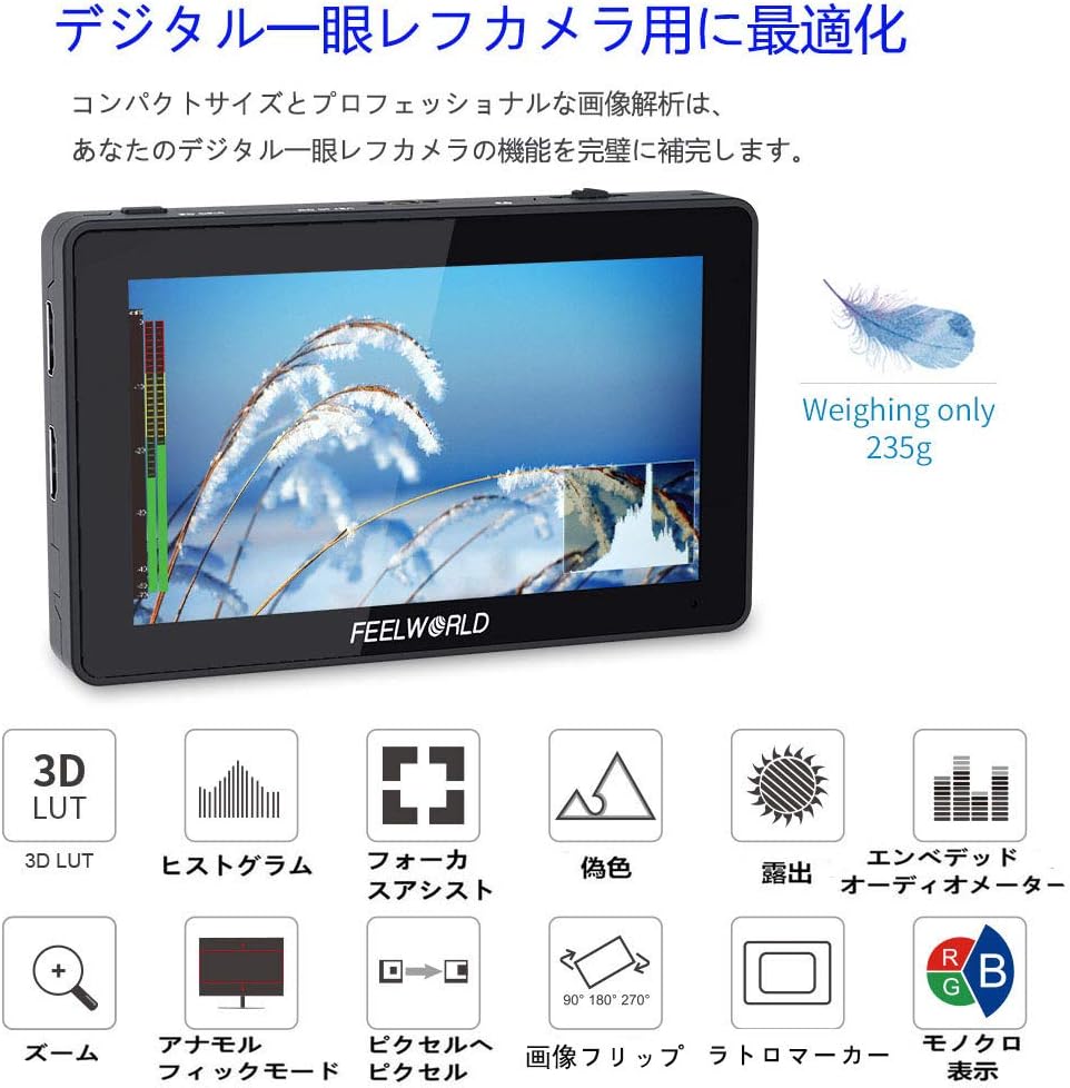 FEELWORLD F6 Plus V2 ビデオカメラ モニター タッチスクリーン 6